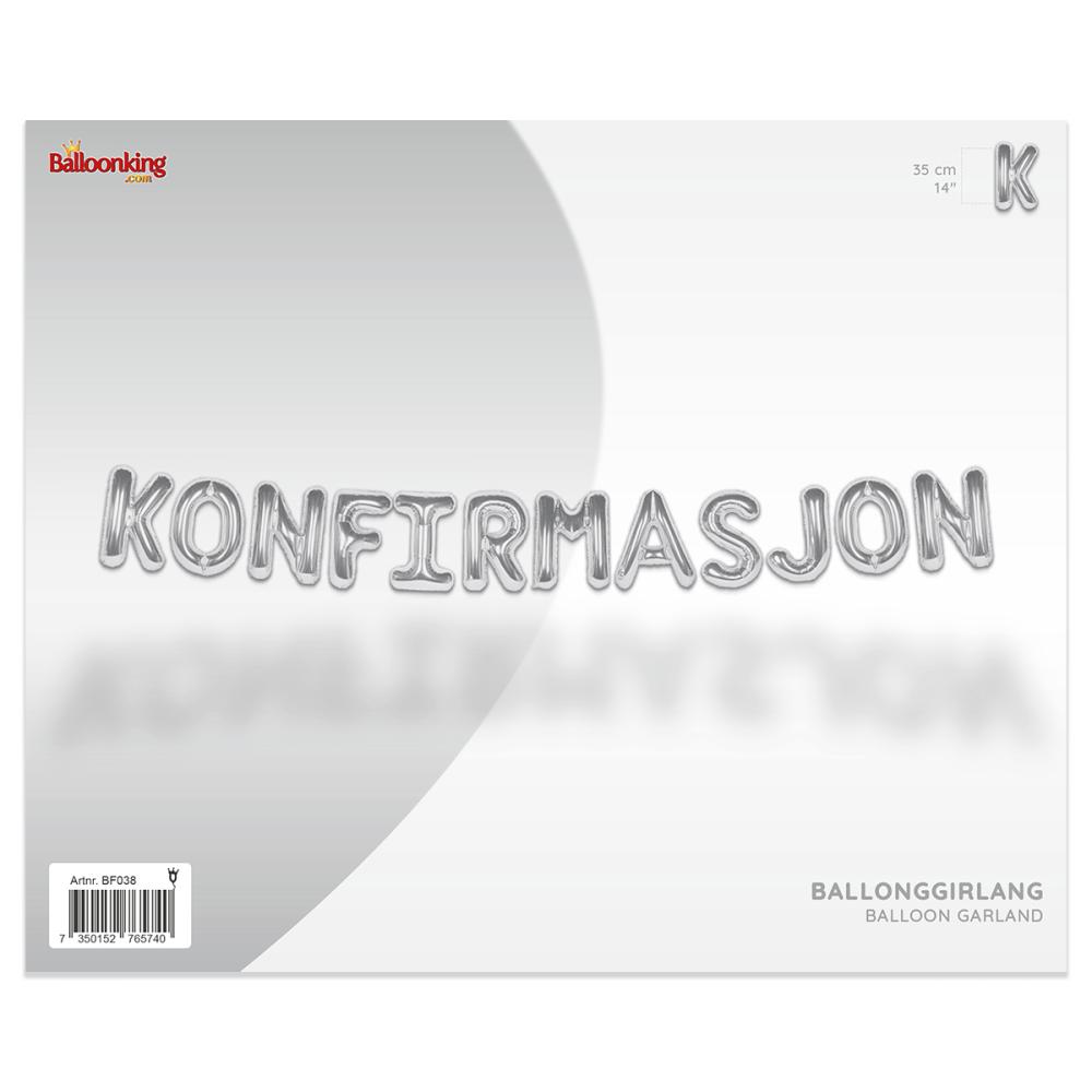 Ballonggirlang - KONFIRMASJON Silver 35 cm