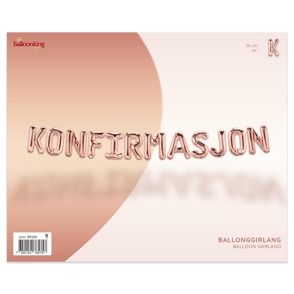 Ballonggirlang - KONFIRMASJON Rose Gold 35 cm