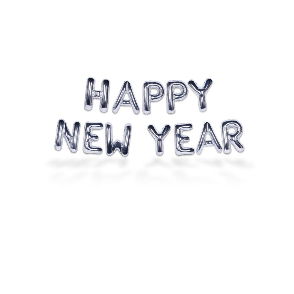 Ballonggirlang - HAPPY NEW YEAR Silver 35 cm