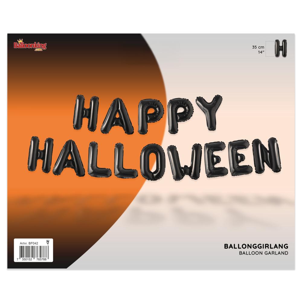 Ballonggirlang - HAPPY HALLOWEEN Svart 35 cm