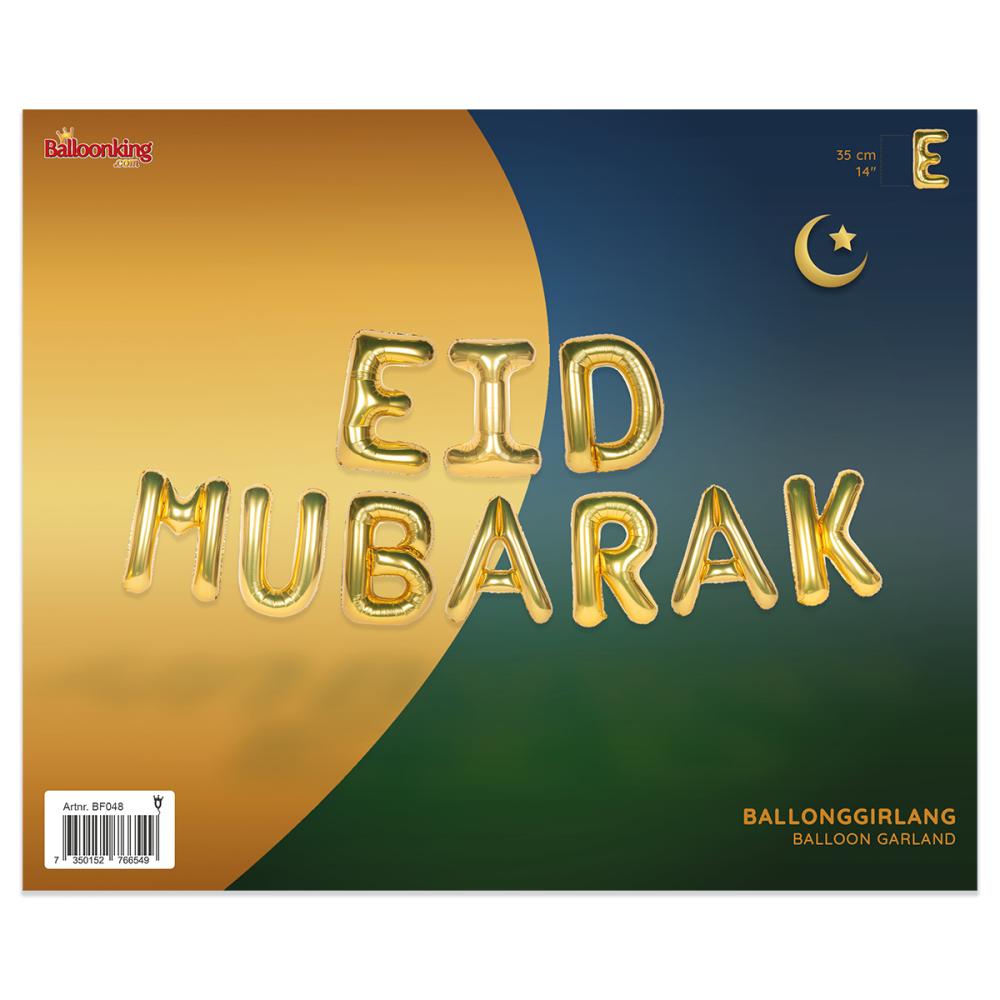 Ballonggirlang - EID MUBARAK - Guld 35 cm