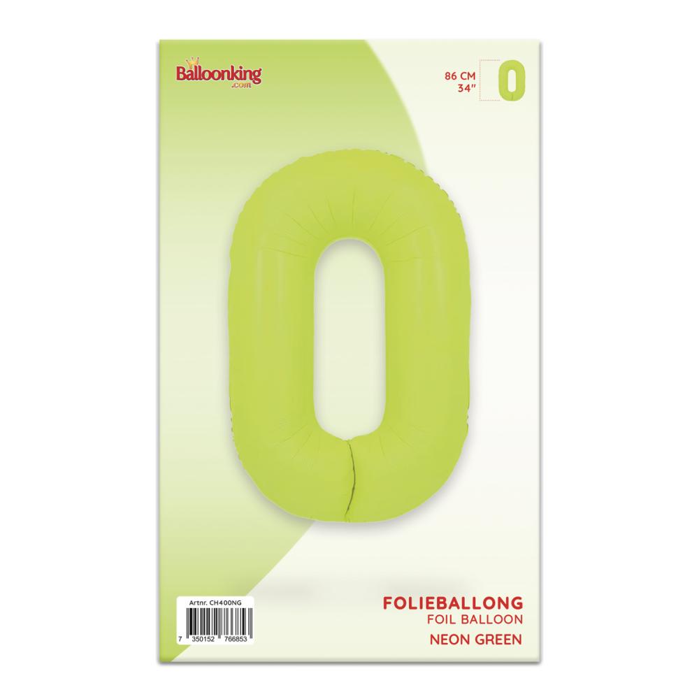 Ballongsiffra - Noll Neon Green 86 cm
