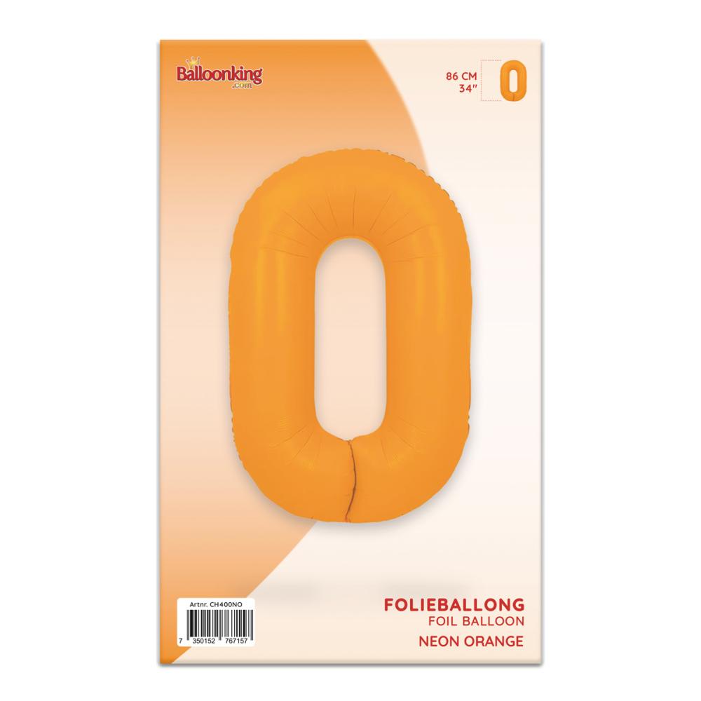 Ballongsiffra - Noll Neon Orange 86 cm