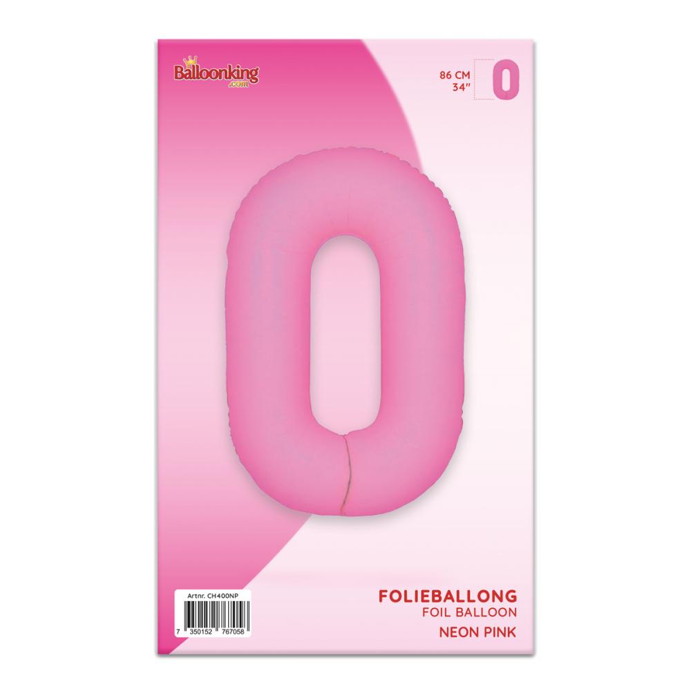 Ballongsiffra - Noll Neon Pink 86 cm