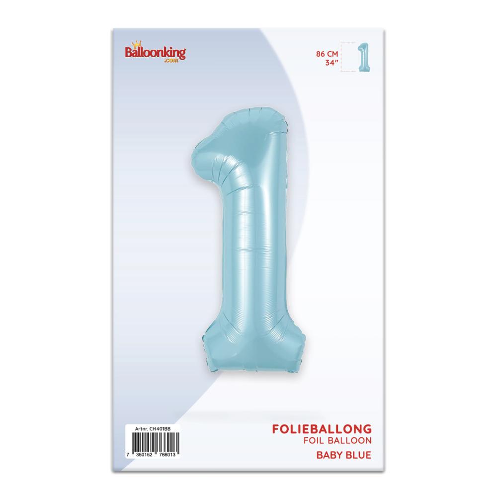 Ballongsiffra - Ett Baby Blue 86 cm