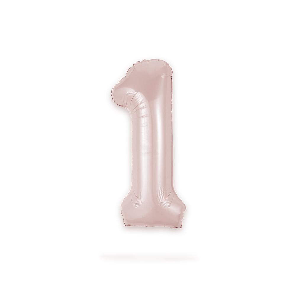 Ballongsiffra - Ett Baby Pink 86 cm