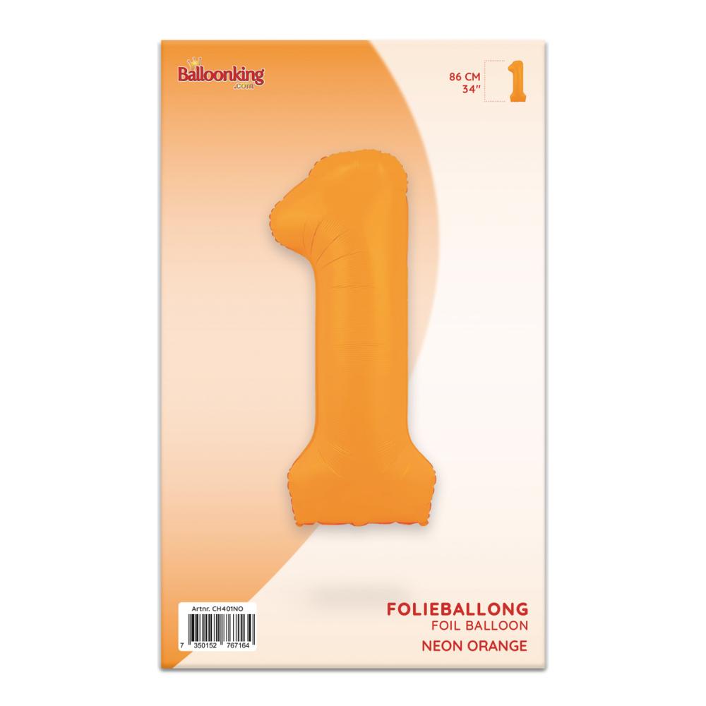 Ballongsiffra - Ett Neon Orange 86 cm