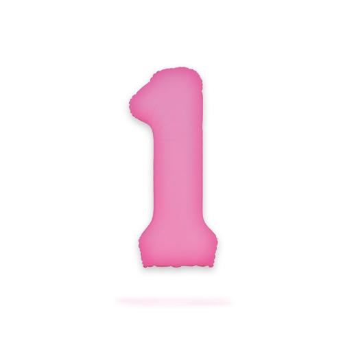 Ballongsiffra - Ett Neon Pink 86 cm