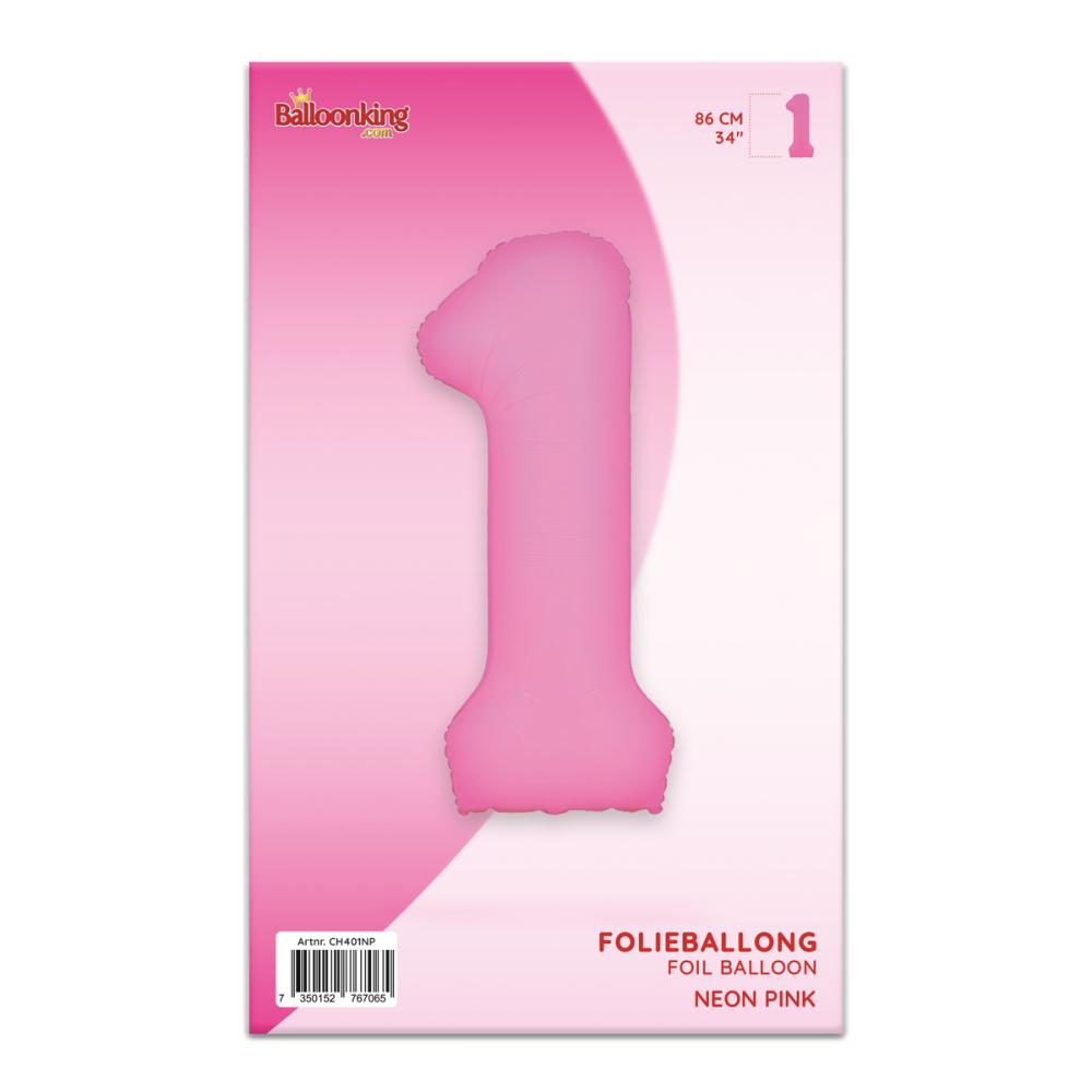 Ballongsiffra - Ett Neon Pink 86 cm