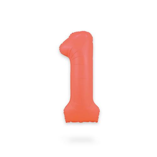 Ballongsiffra - Ett Neon Rose Red 86 cm