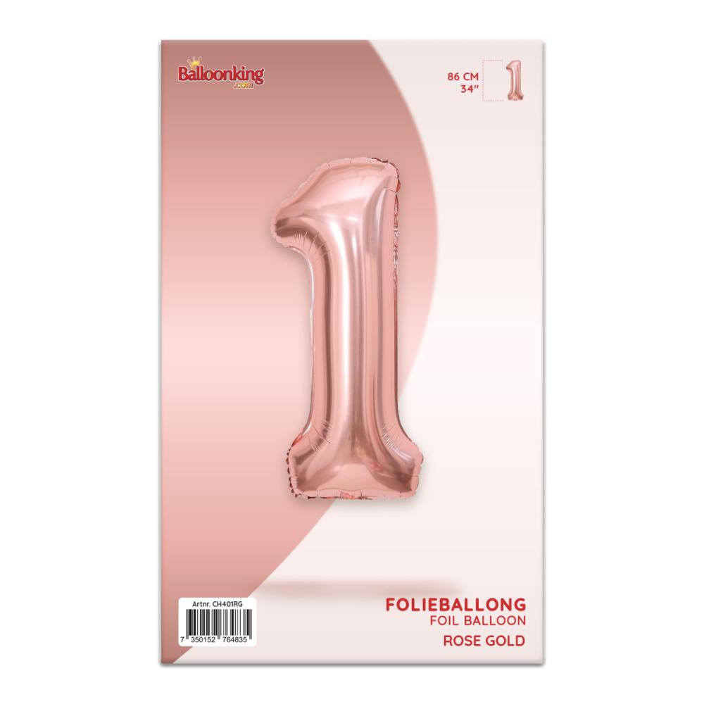 Ballongsiffra - Ett Rose Gold 86 cm