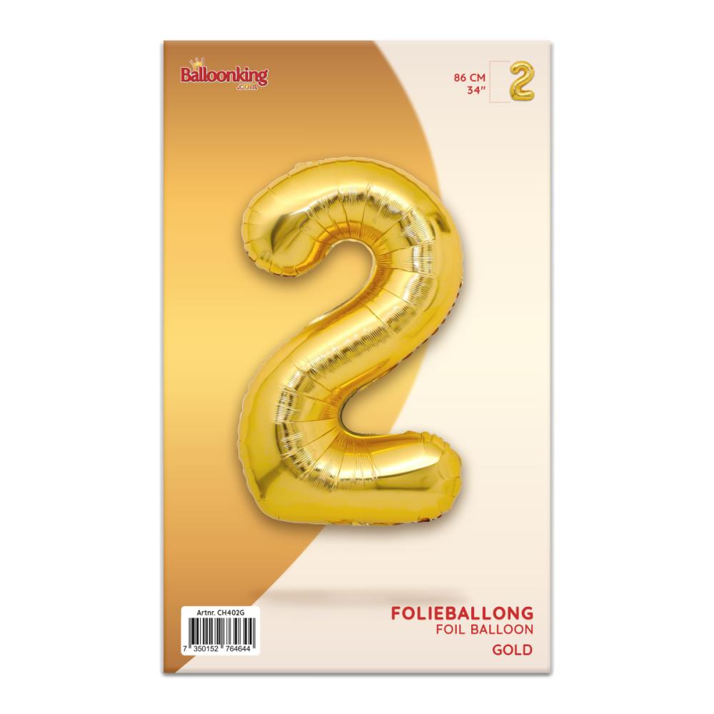 Ballongsiffra - Två Guld 86 cm