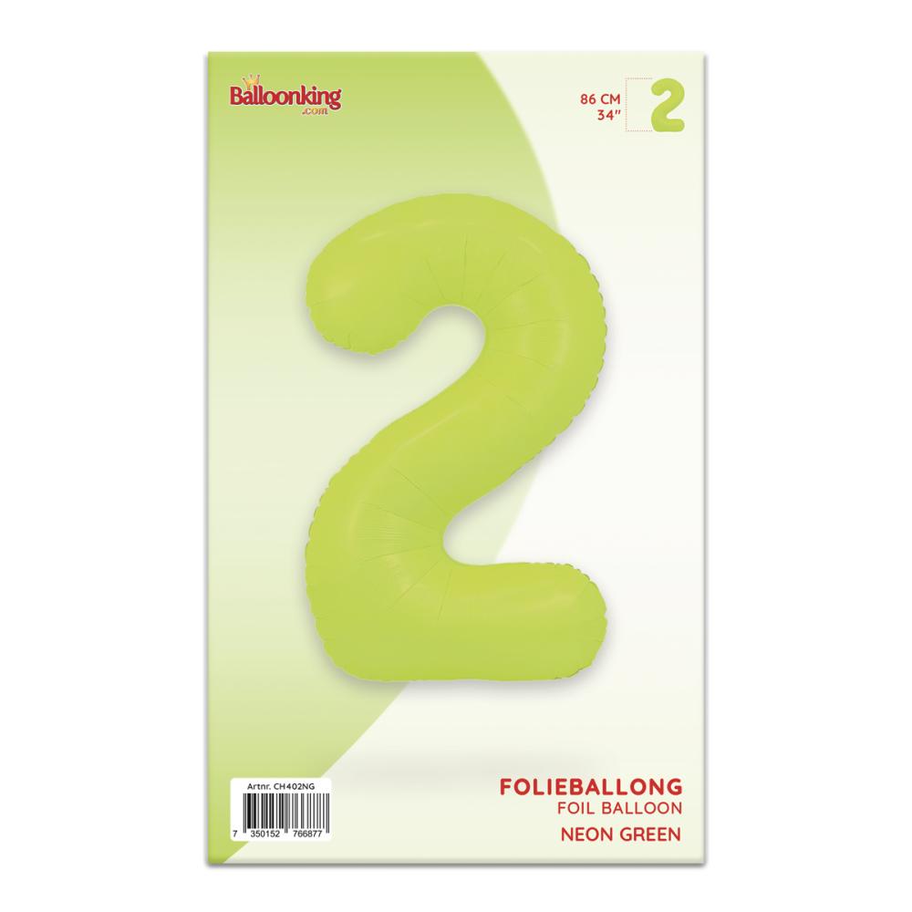 Ballongsiffra - Två Neon Green 86 cm