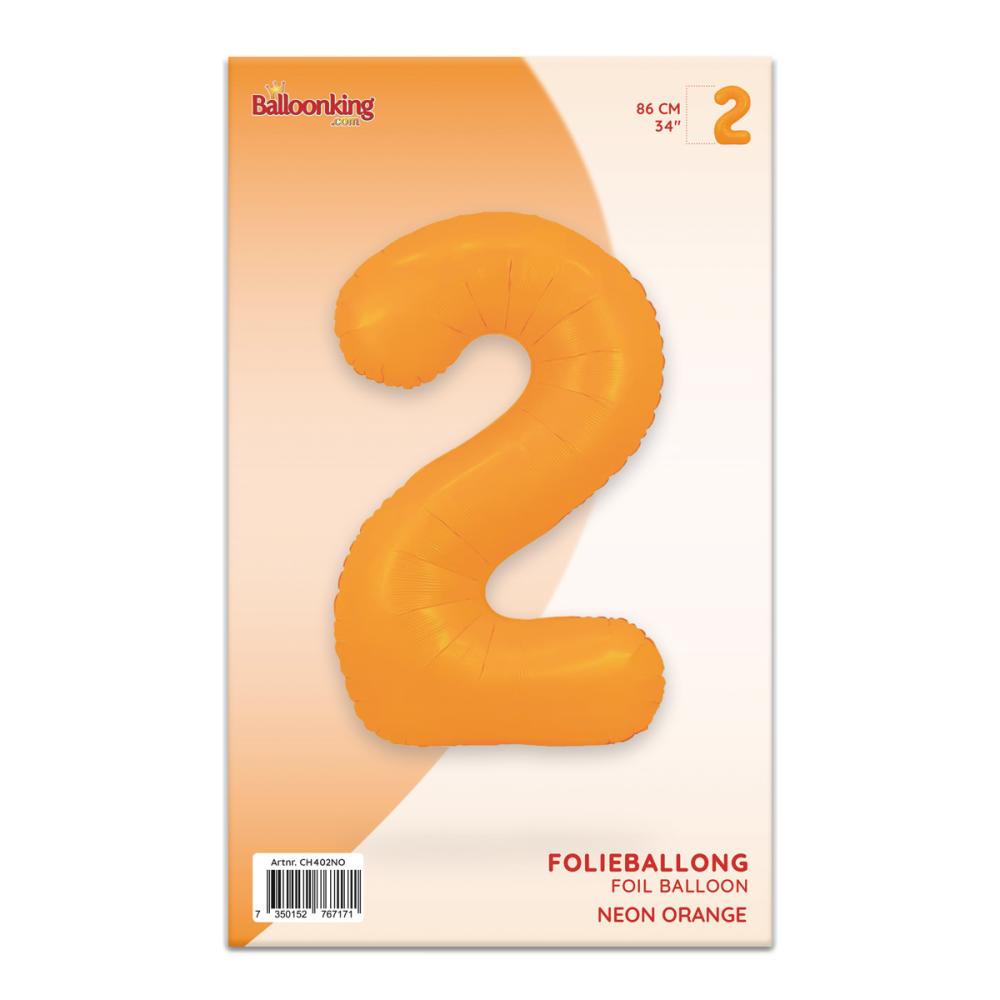 Ballongsiffra - Två Neon Orange 86 cm