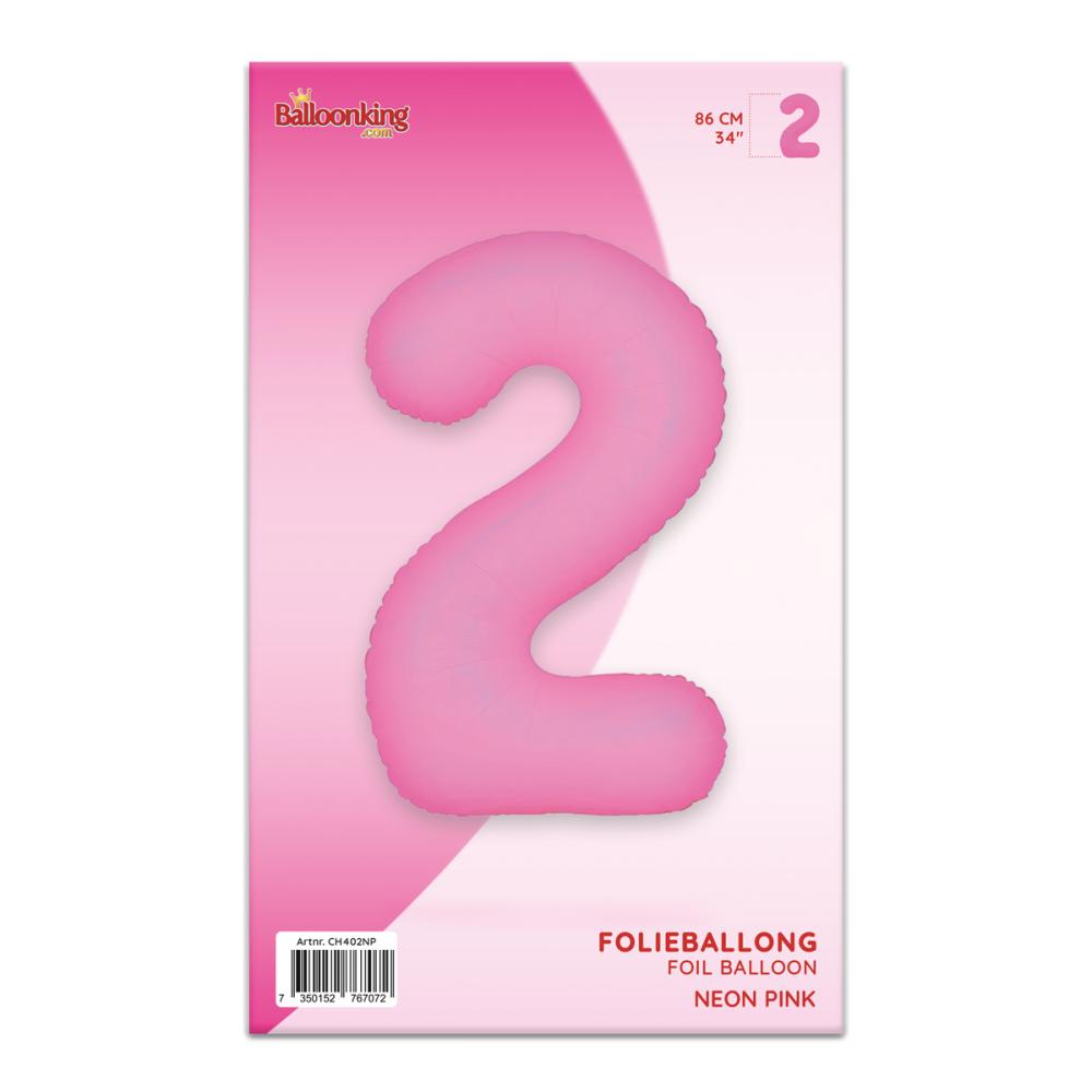 Ballongsiffra - Två Neon Pink 86 cm