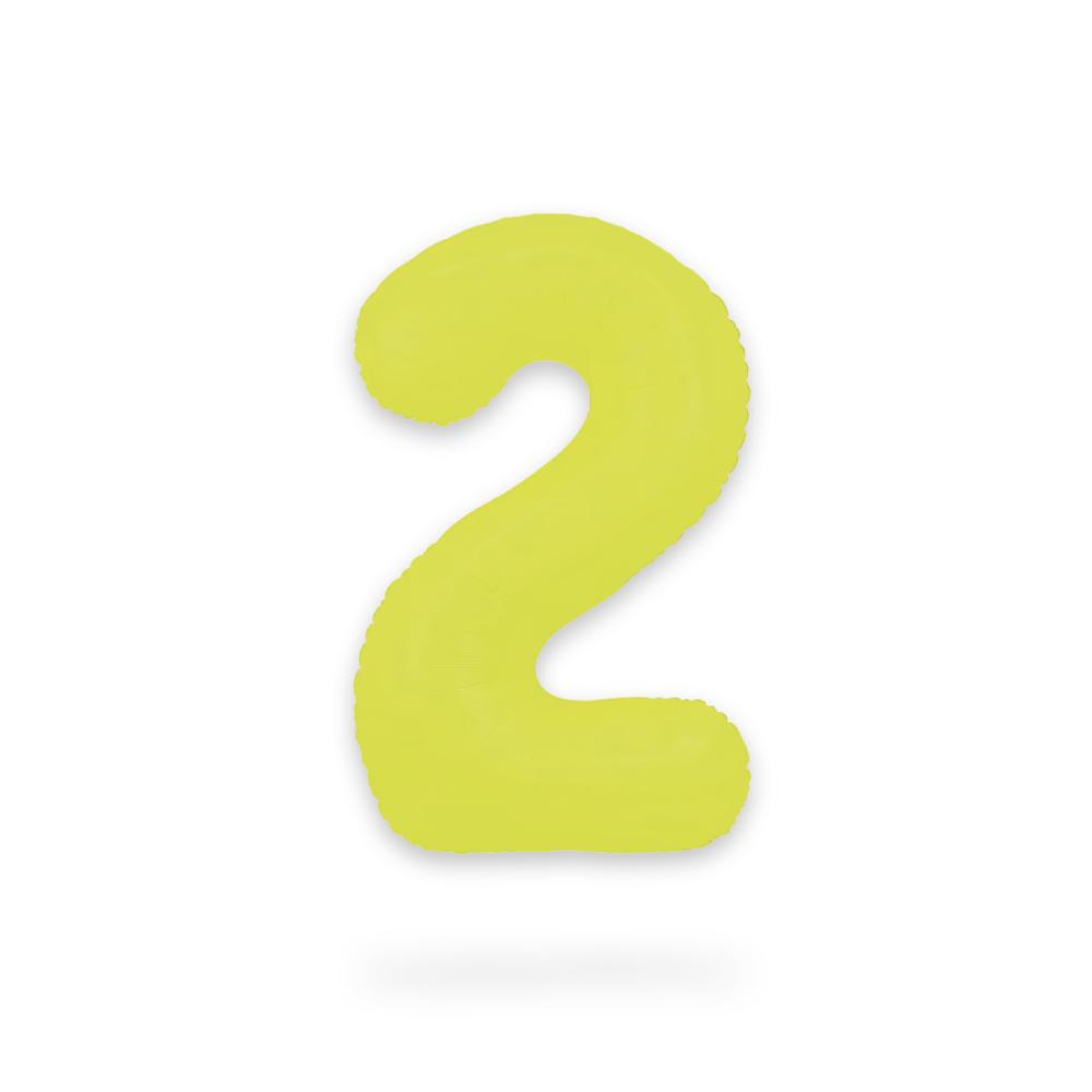 Ballongsiffra - Två Neon Yellow 86 cm