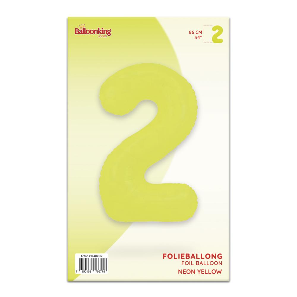 Ballongsiffra - Två Neon Yellow 86 cm