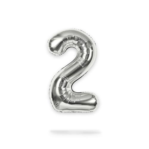 Ballongsiffra - Två Silver 86 cm