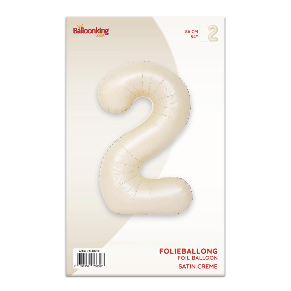 Ballongsiffra - Två Satin Creme 86 cm