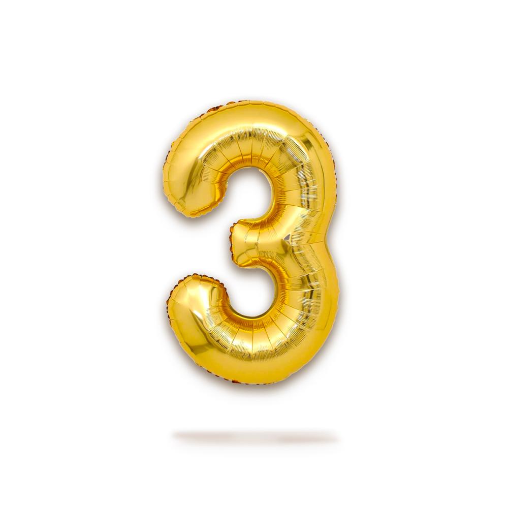 Ballongsiffra - Tre Guld 86 cm