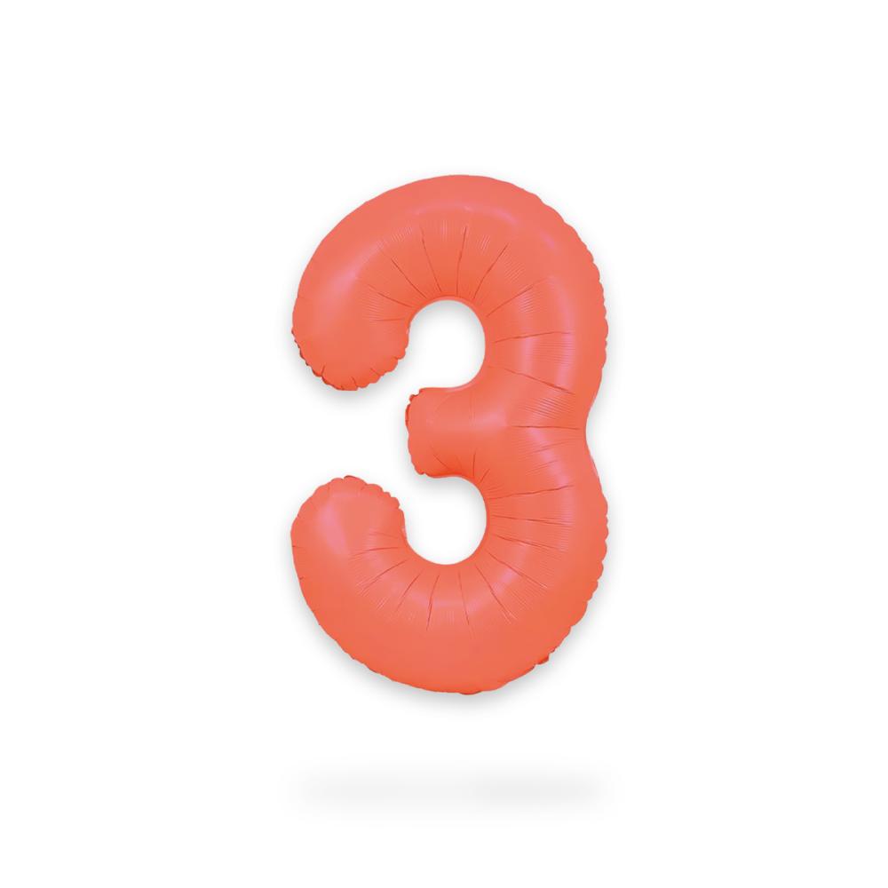 Ballongsiffra - Tre Neon Rose Red 86 cm