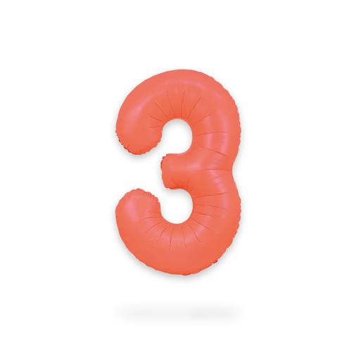 Ballongsiffra - Tre Neon Rose Red 86 cm