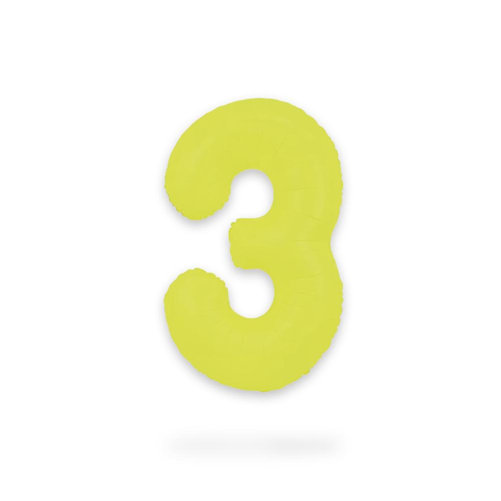 Ballongsiffra - Tre Neon Yellow 86 cm