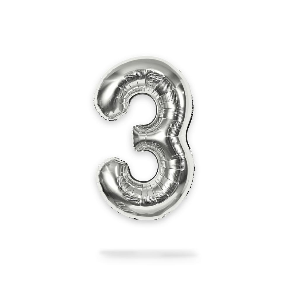Ballongsiffra - Tre Silver 86 cm