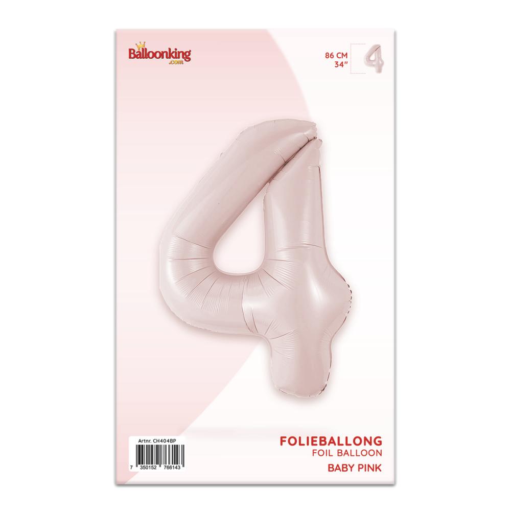 Ballongsiffra - Fyra Baby Pink 86 cm