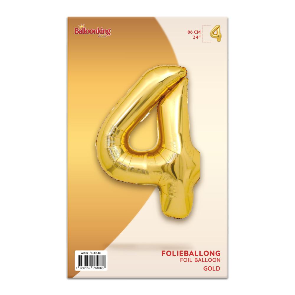 Ballongsiffra - Fyra Guld 86 cm