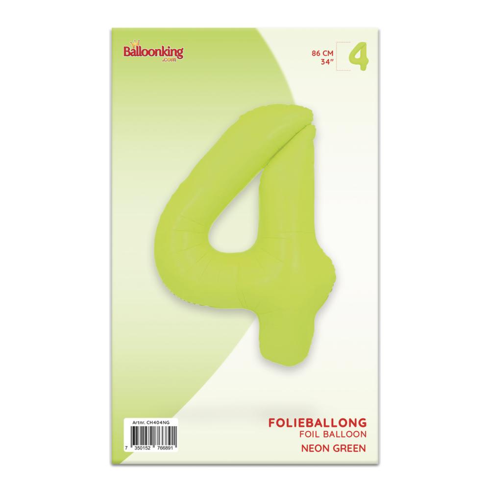 Ballongsiffra - Fyra Neon Green 86 cm