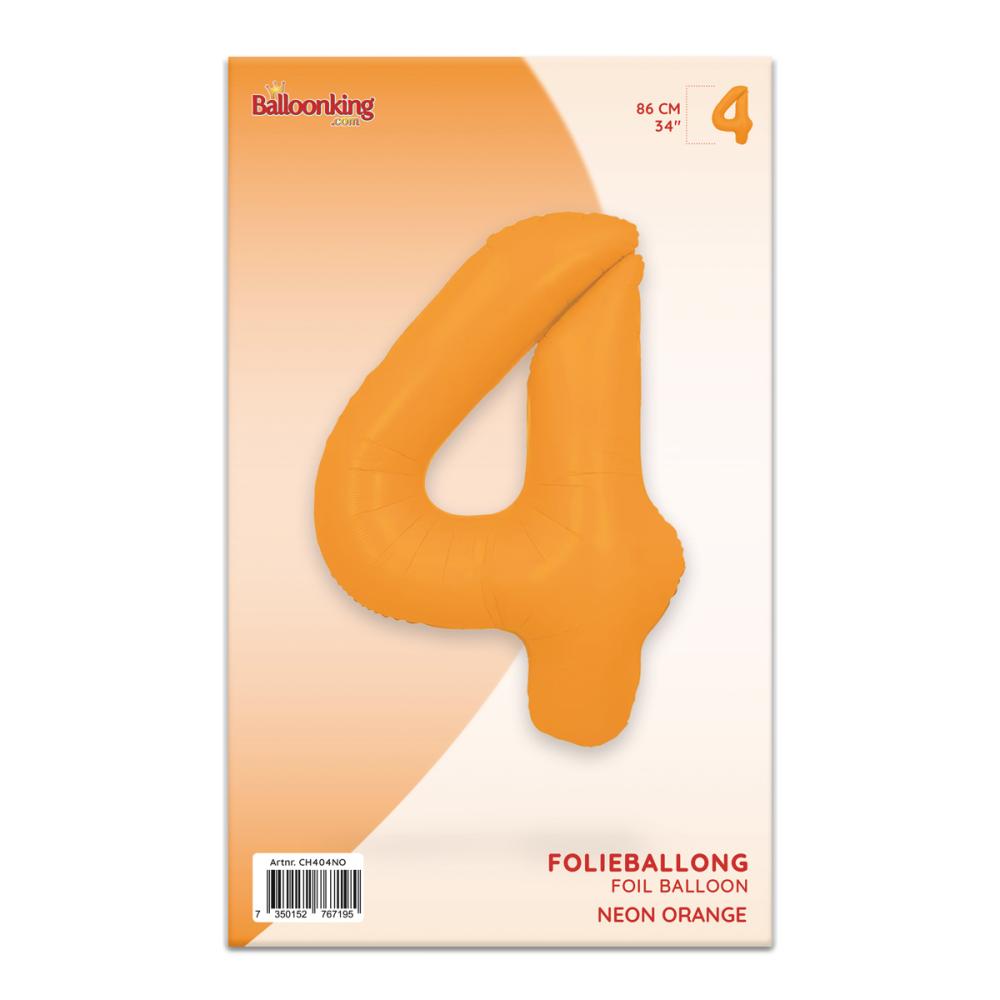 Ballongsiffra - Fyra Neon Orange 86 cm