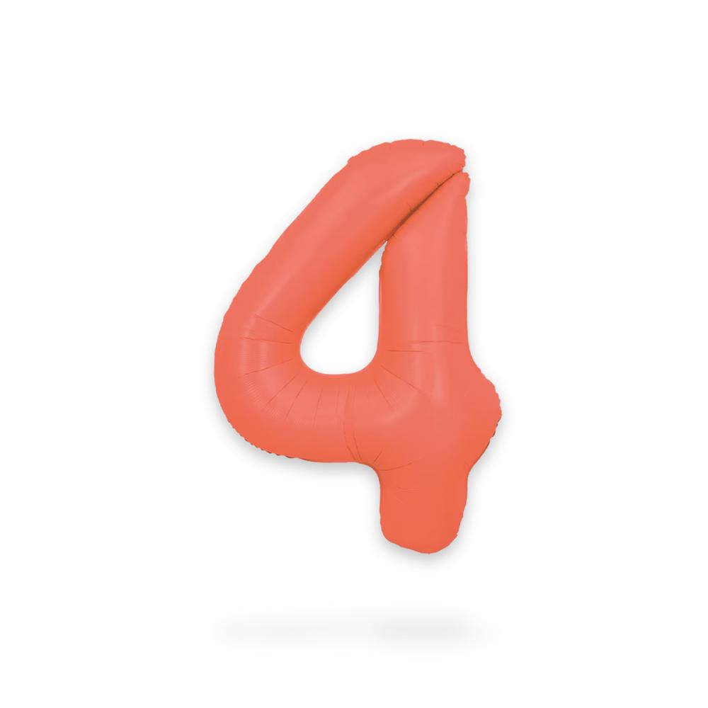 Ballongsiffra - Fyra Neon Rose Red 86 cm