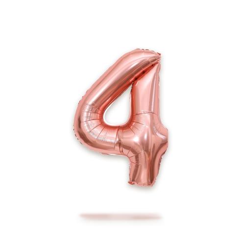 Ballongsiffra - Fyra Rose Gold 86 cm