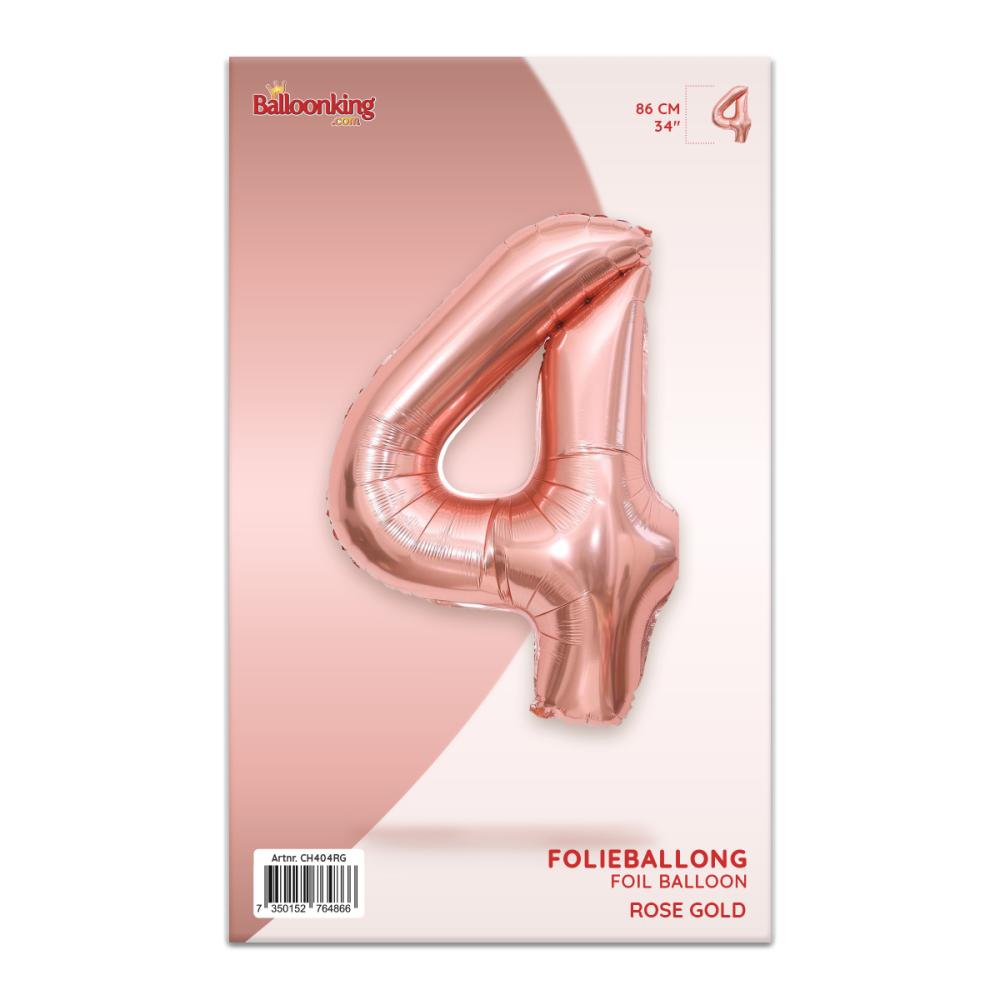 Ballongsiffra - Fyra Rose Gold 86 cm