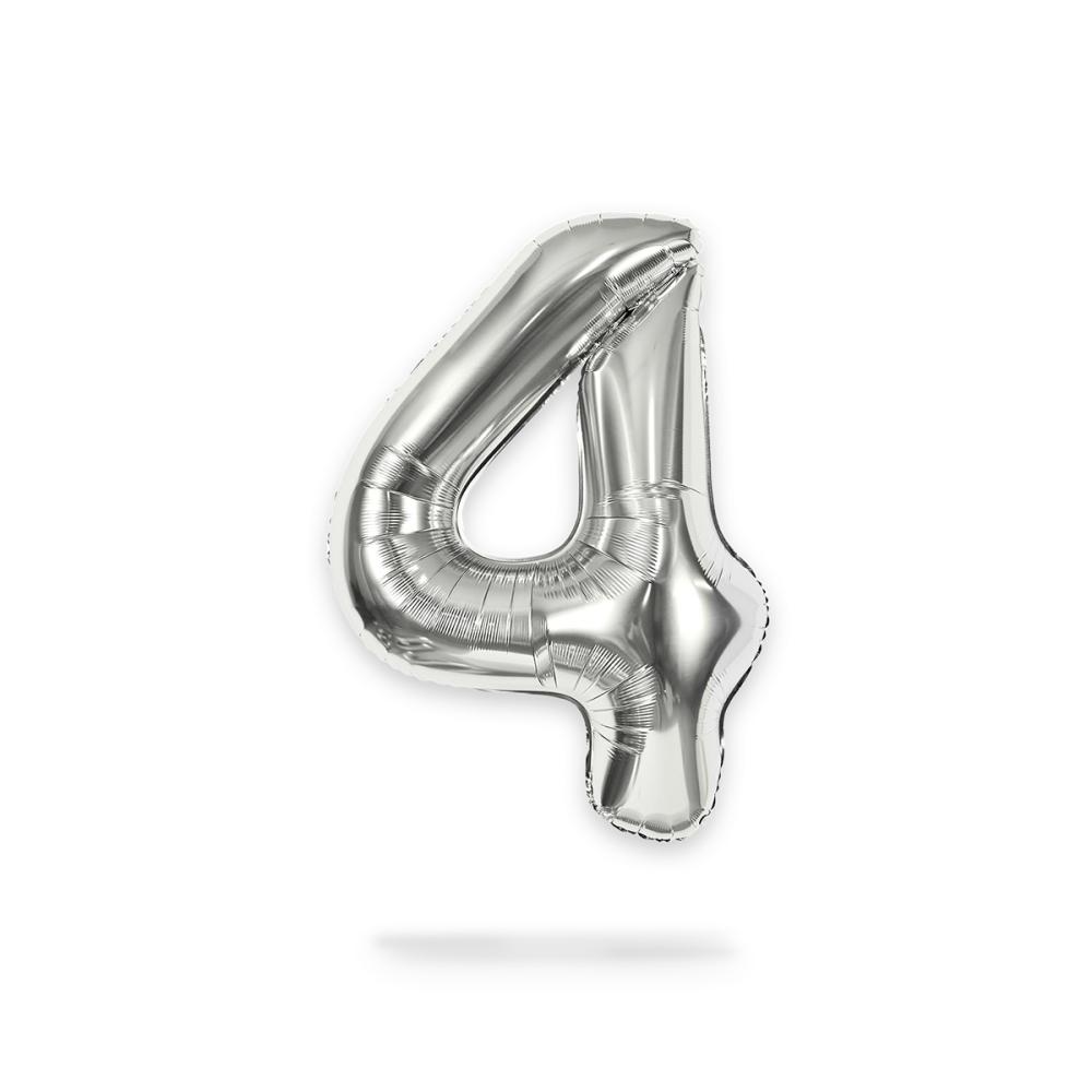 Ballongsiffra - Fyra Silver 86 cm