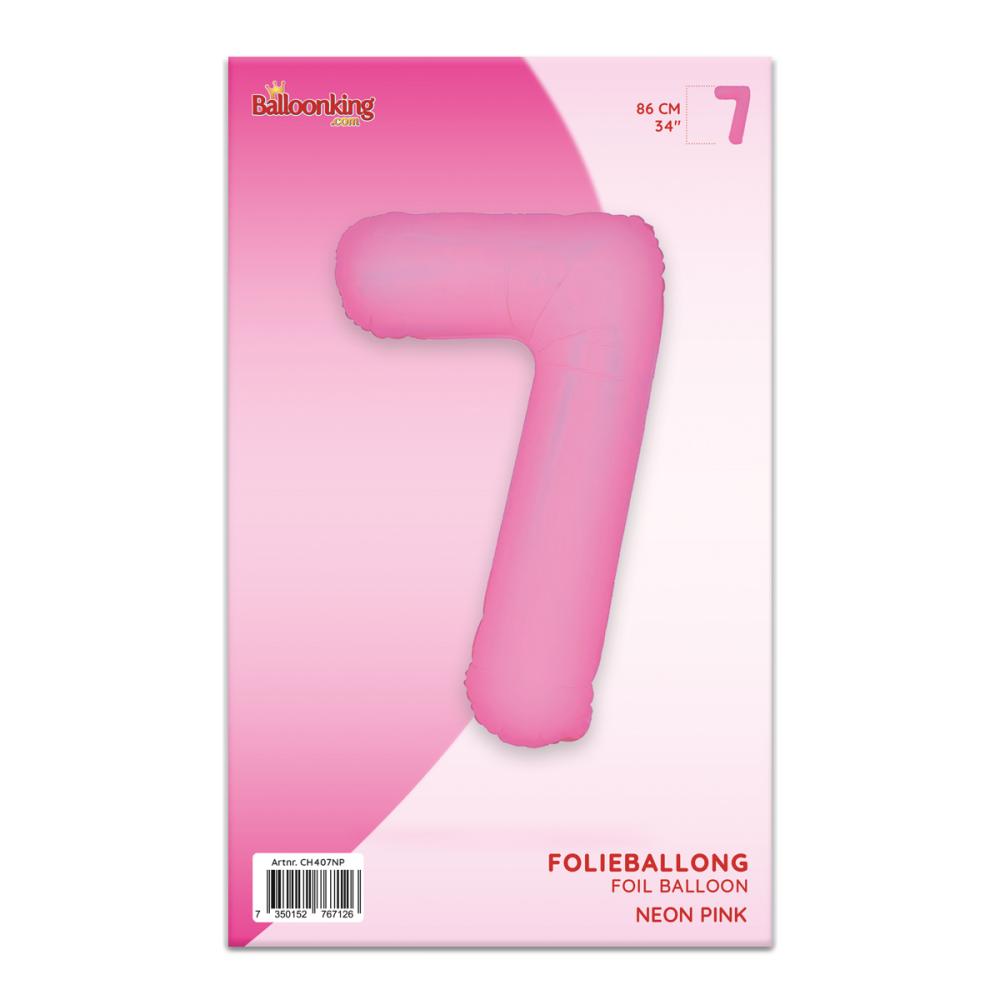 Ballongsiffra - Sju Neon Pink 86 cm