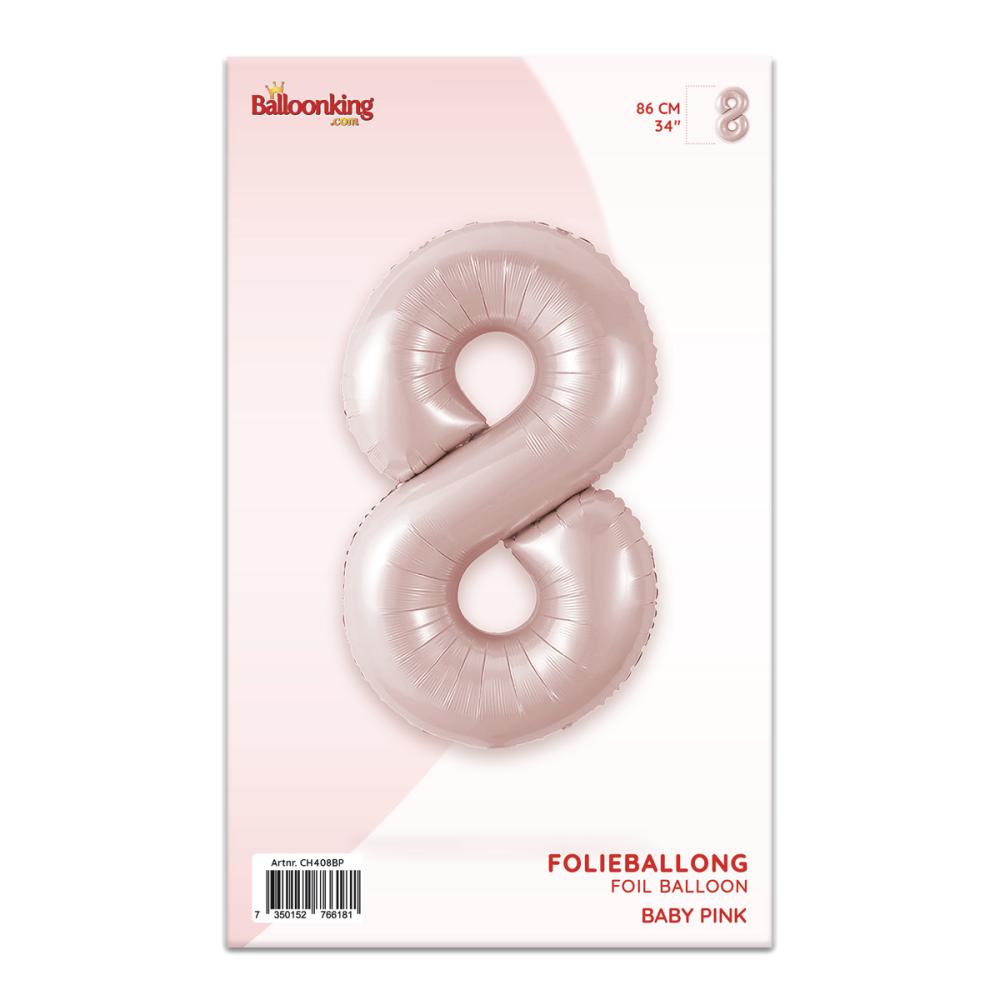 Ballongsiffra - Åtta Baby Pink 86 cm