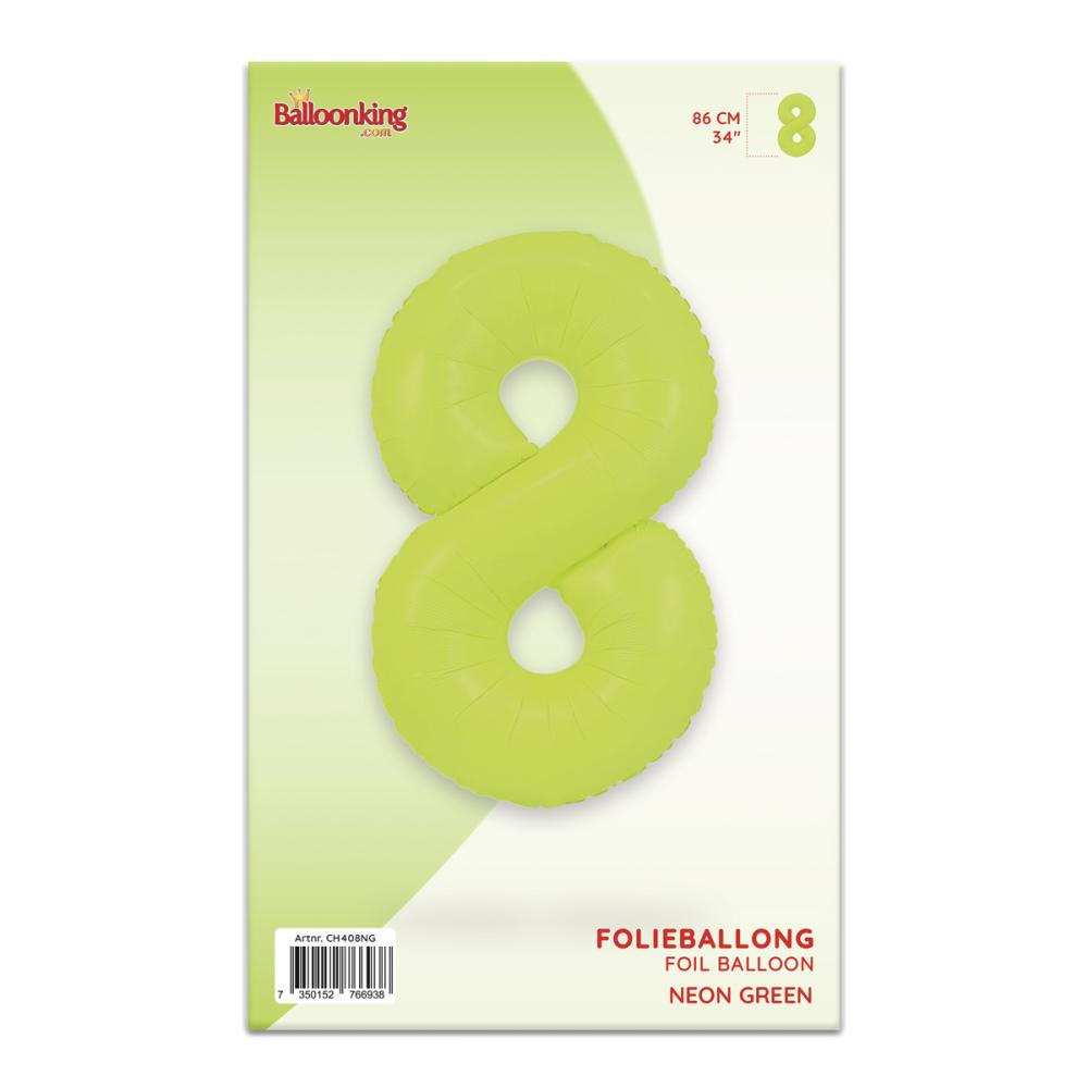 Ballongsiffra - Åtta Neon Green 86 cm