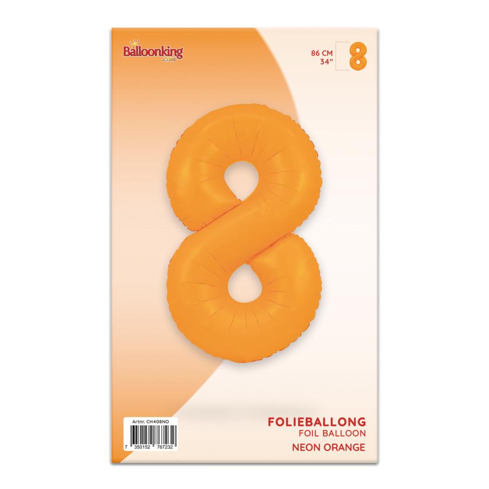 Ballongsiffra - Åtta Neon Orange 86 cm