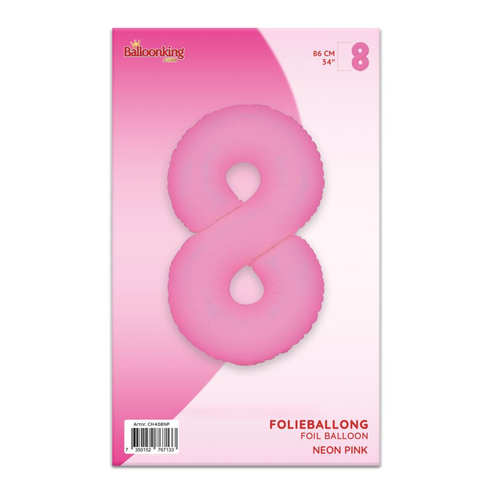 Ballongsiffra - Åtta Neon Pink 86 cm