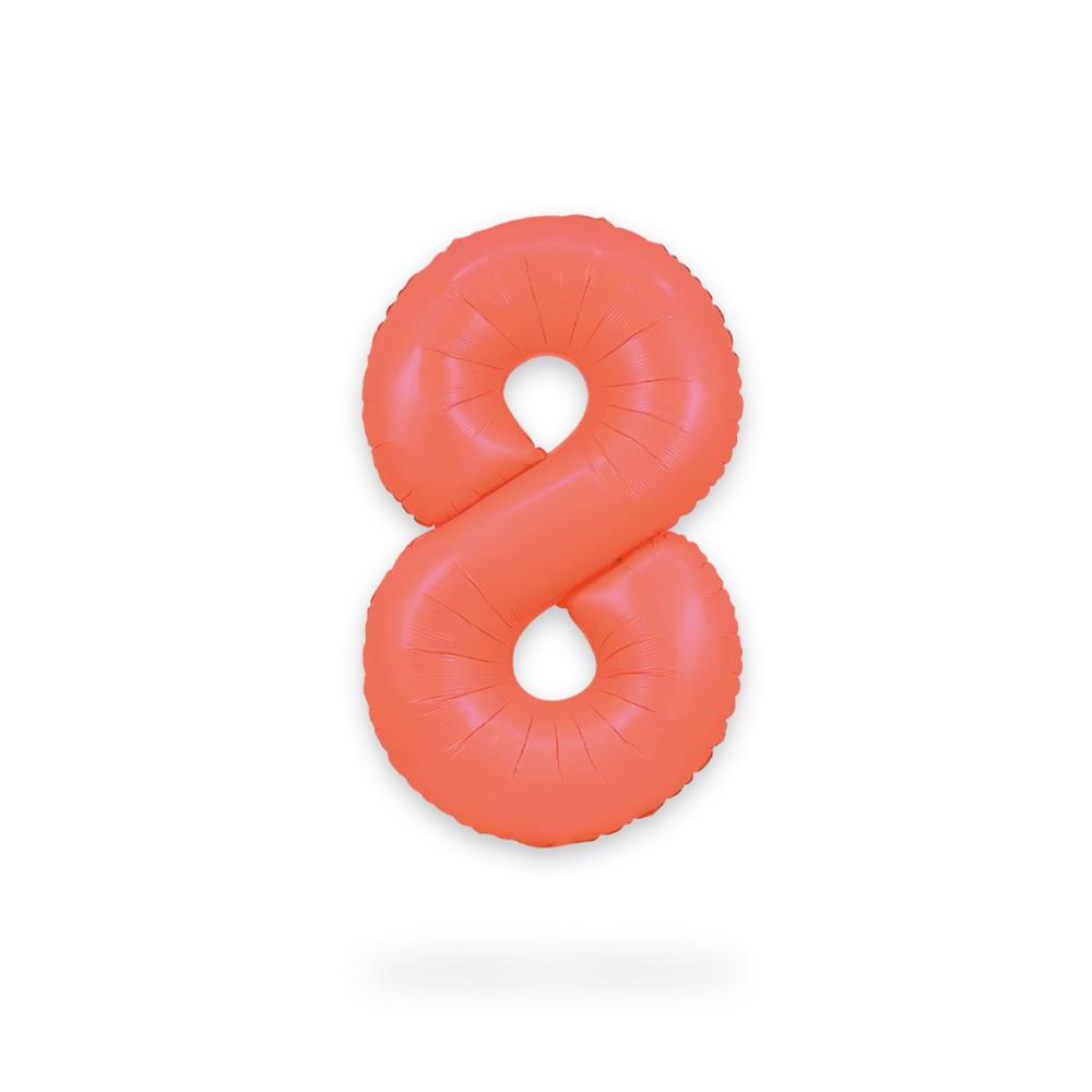 Ballongsiffra - Åtta Neon Rose Red 86 cm