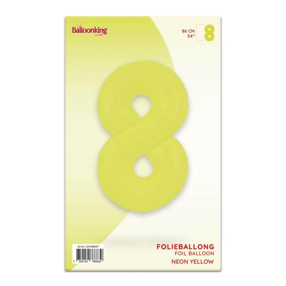 Ballongsiffra - Åtta Neon Yellow 86 cm