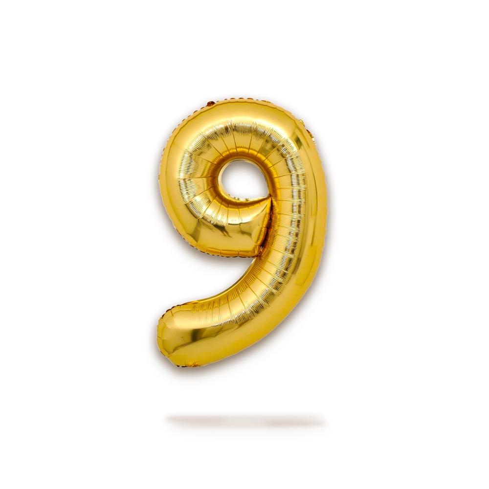 Ballongsiffra - Nio Guld 86 cm