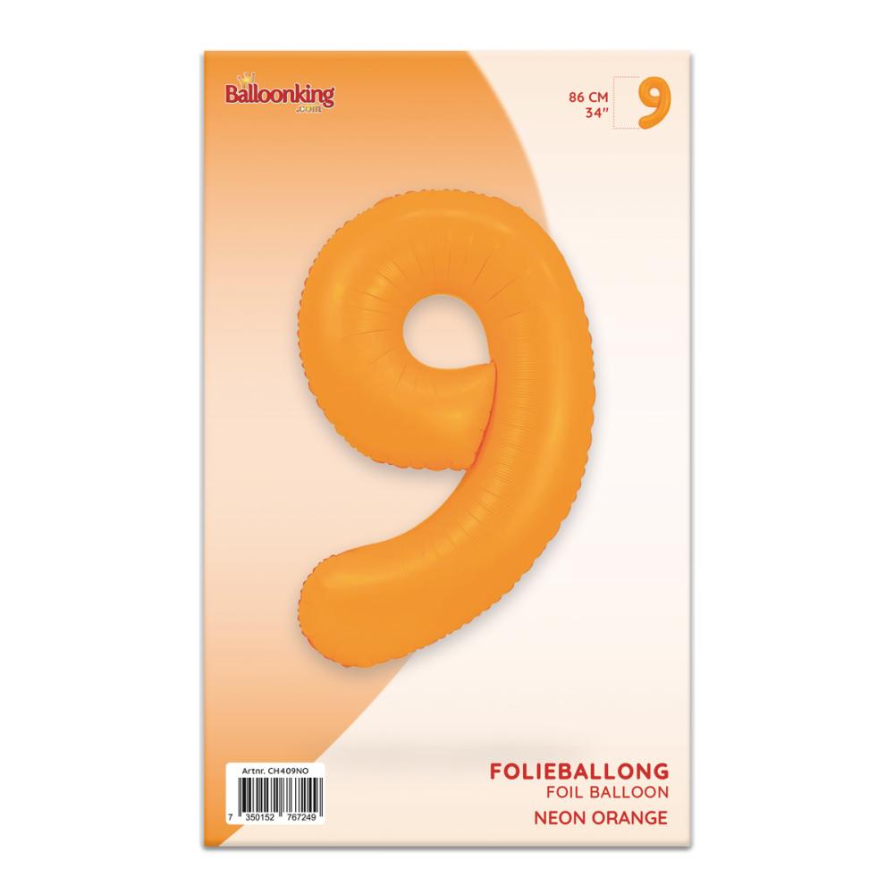 Ballongsiffra - Nio Neon Orange 86 cm