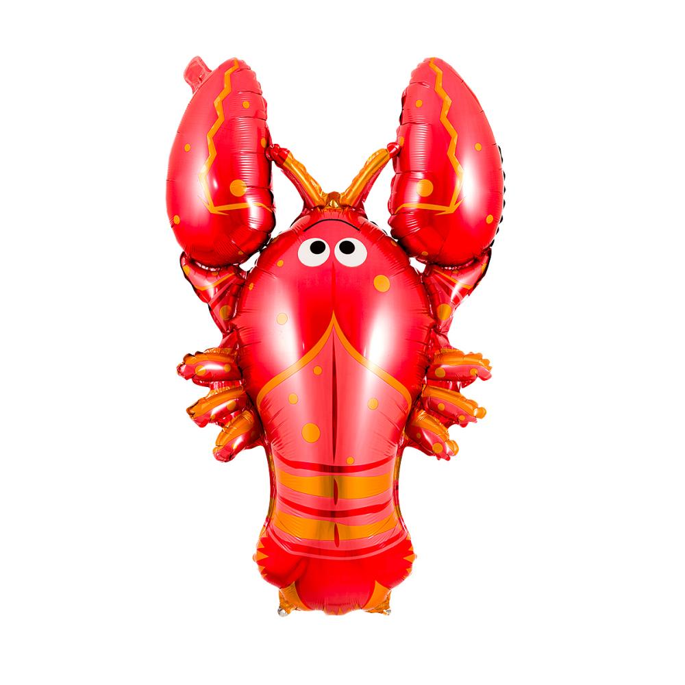 Röd folieballong i form av en glad kräfta
