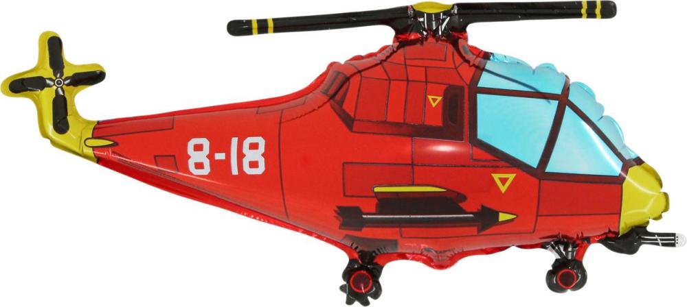 Folieballong Mini - Helikopter Röd 35 cm
