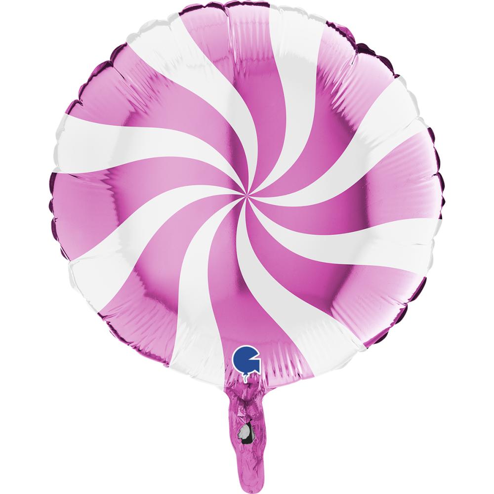 Folieballong - Swirly Vit-Rosa 46 cm