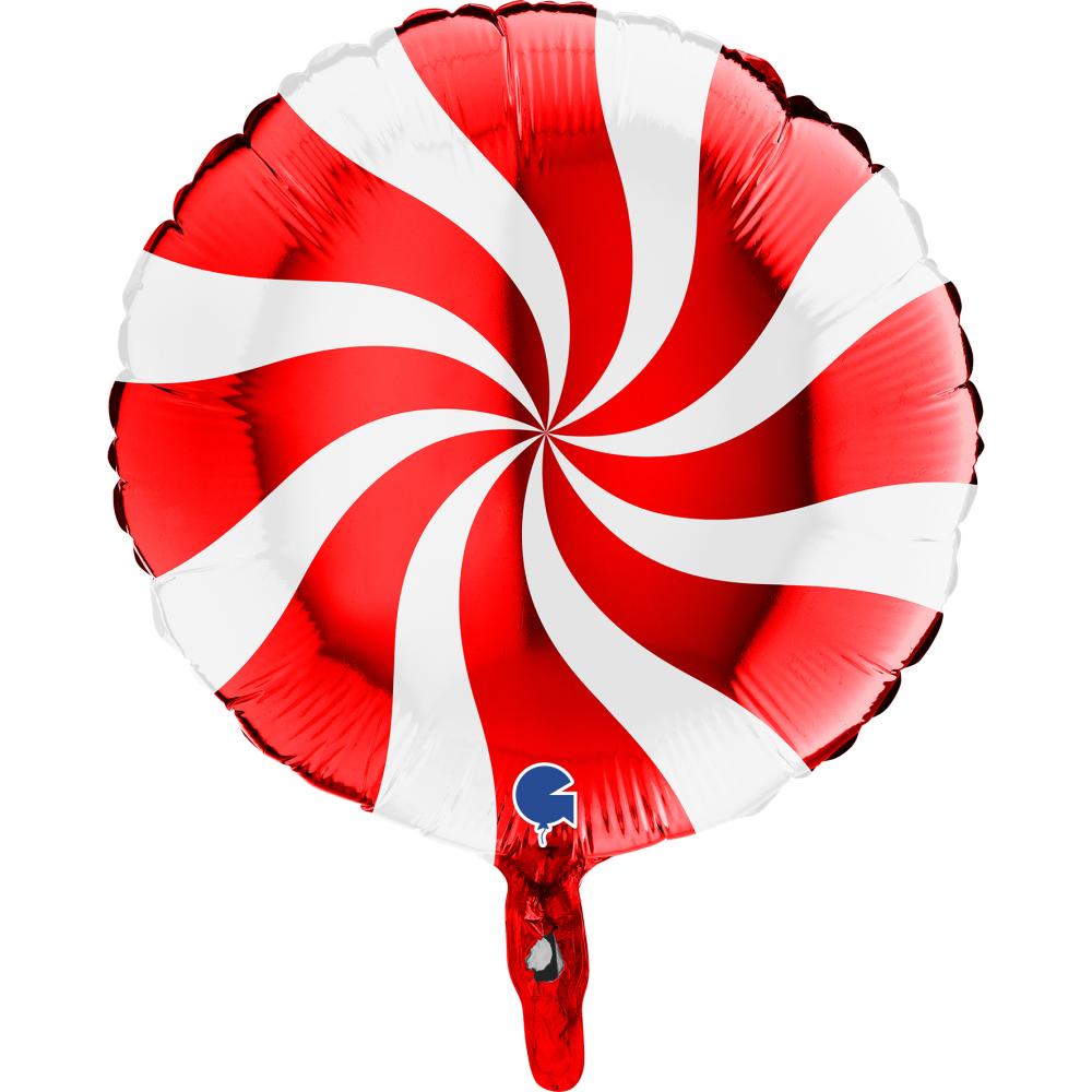 Folieballong - Swirly Vit-Röd 46 cm
