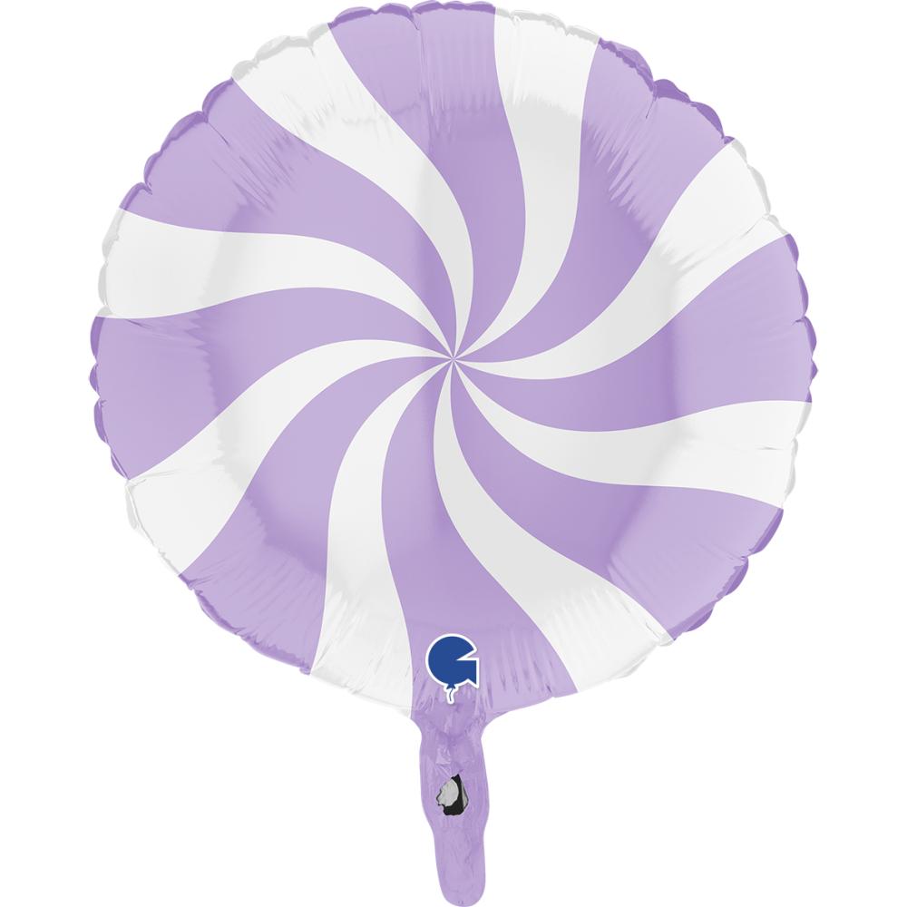 Folieballong - Swirly Vit-Matte Ljuslila 45 cm